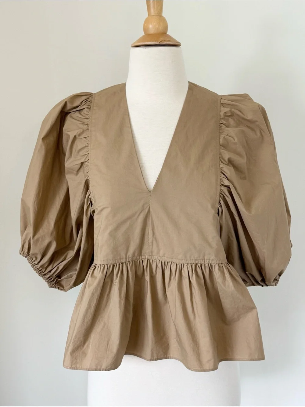 HUNTER BELL Landry Top Womens Medium Poplin Cotton Puff Short Sleeve Cropped